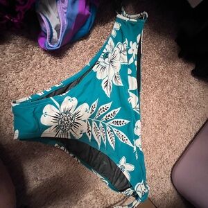 Torrid Teal and White Floral Bikini Bottom